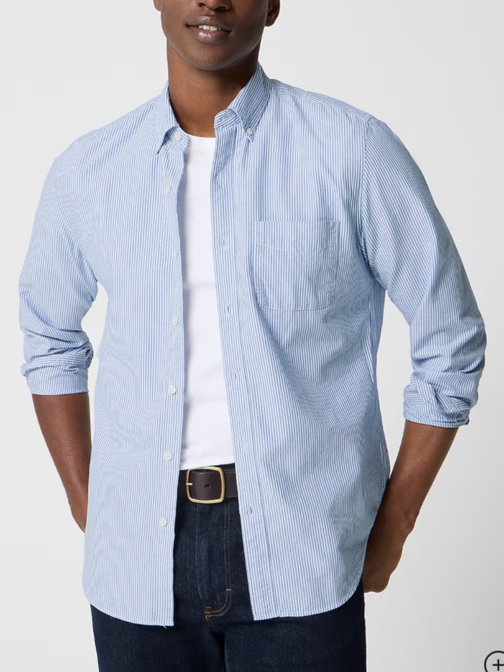 J Crew Factory Light Blue Striped Men’s Button-Down Shirt